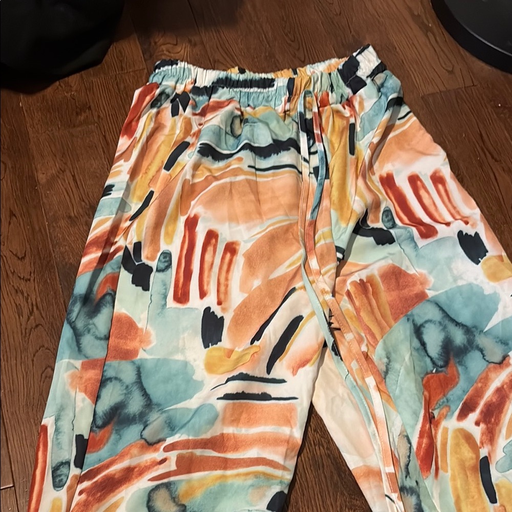 Colorful Abstract Print Pants